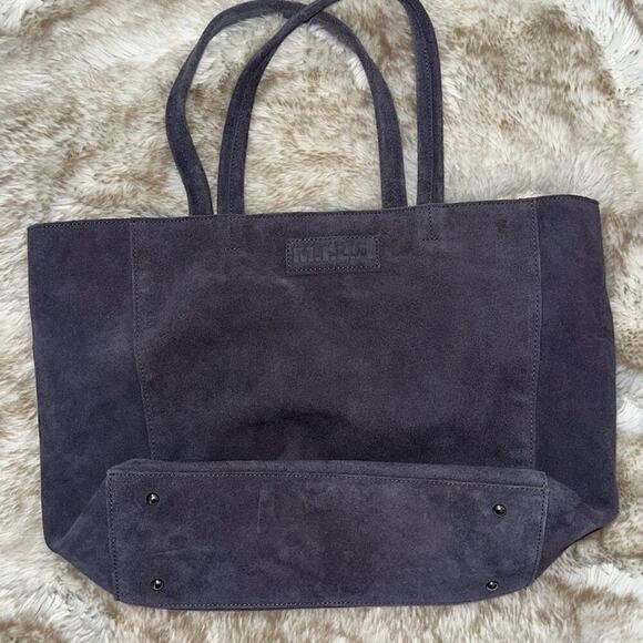 M.I.L.A. Suede Dark Gray Shoulder Tote Bag Purse | Sz OS - Picture 2 of 7